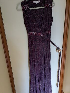 Sleeveless Silk Purple Floral Wrap Maxi Dress/ Natalie Martin Nico maxi Dress